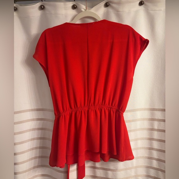 NWOT She + Sky Red Wrap Peplum Blouse - Picture 4 of 5